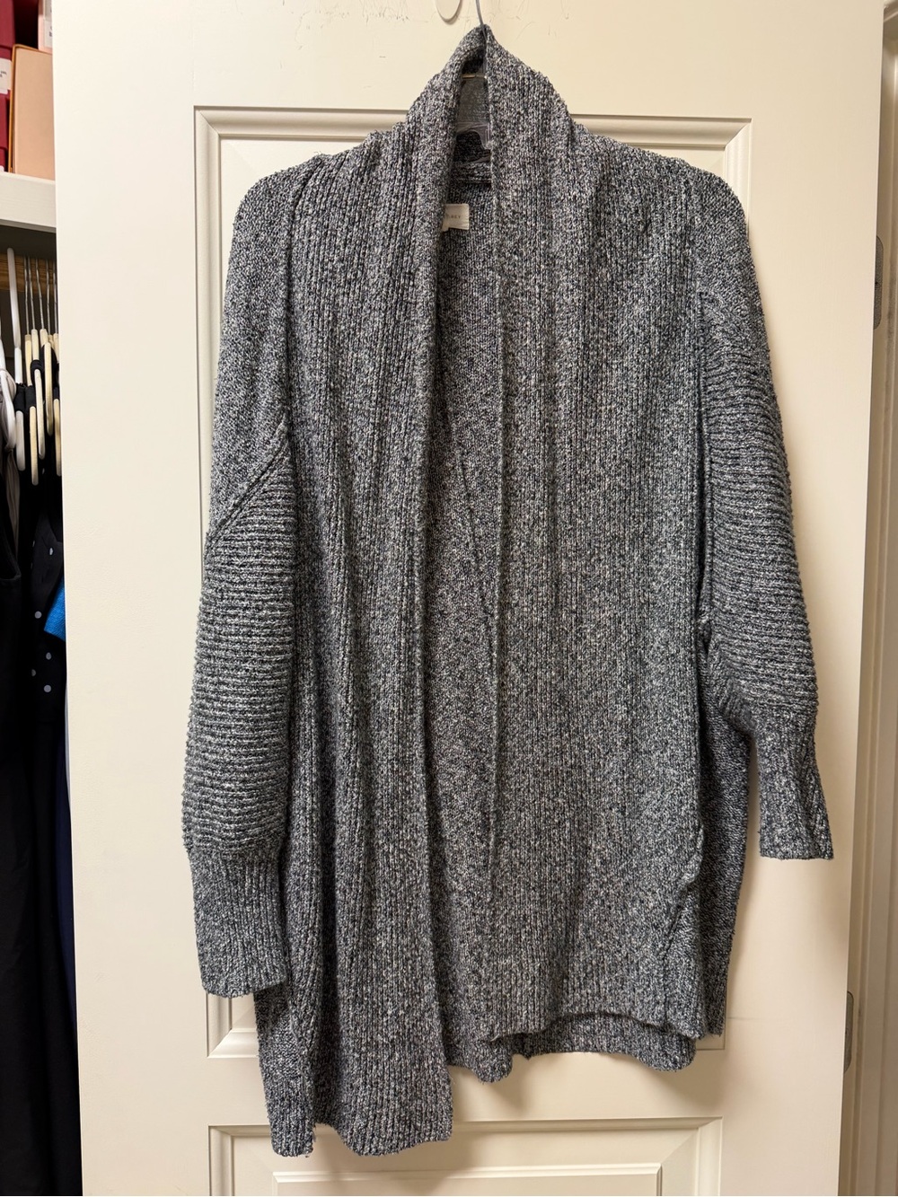 Lou & Grey Marled Gray Oversized Open Front Cardigan Sweater XS/S